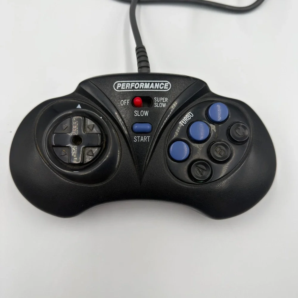 Performance Super Slow Turbo Controller Sega Genesis 6 Button Gamepad Black